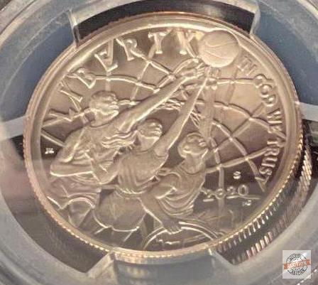 Silver Dollar 2020p and Half-Dollar 2020s are "Early Issue" coins PR 70 quality, colorized & sealed