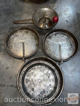 Vintage Kitchenware - Large wooden bowl, baking pans and Moulin juicer