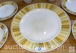 Franciscan China - 7pcs. Antiqua pattern, 1966 Whitestone ware Interpace, 1 plate, 3 dessert