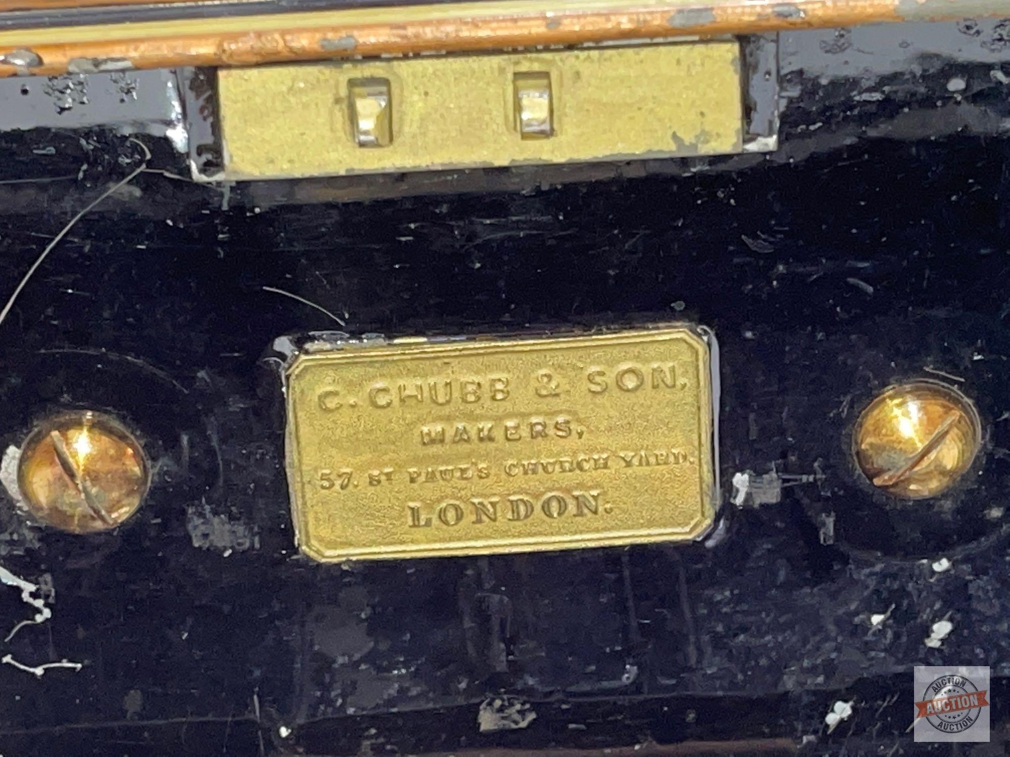 Lockbox - Vintage C. Chubb & Son, St. Paul's Churchyard, London, 7.25"wx4.75"dx3"h, swivel handle, i