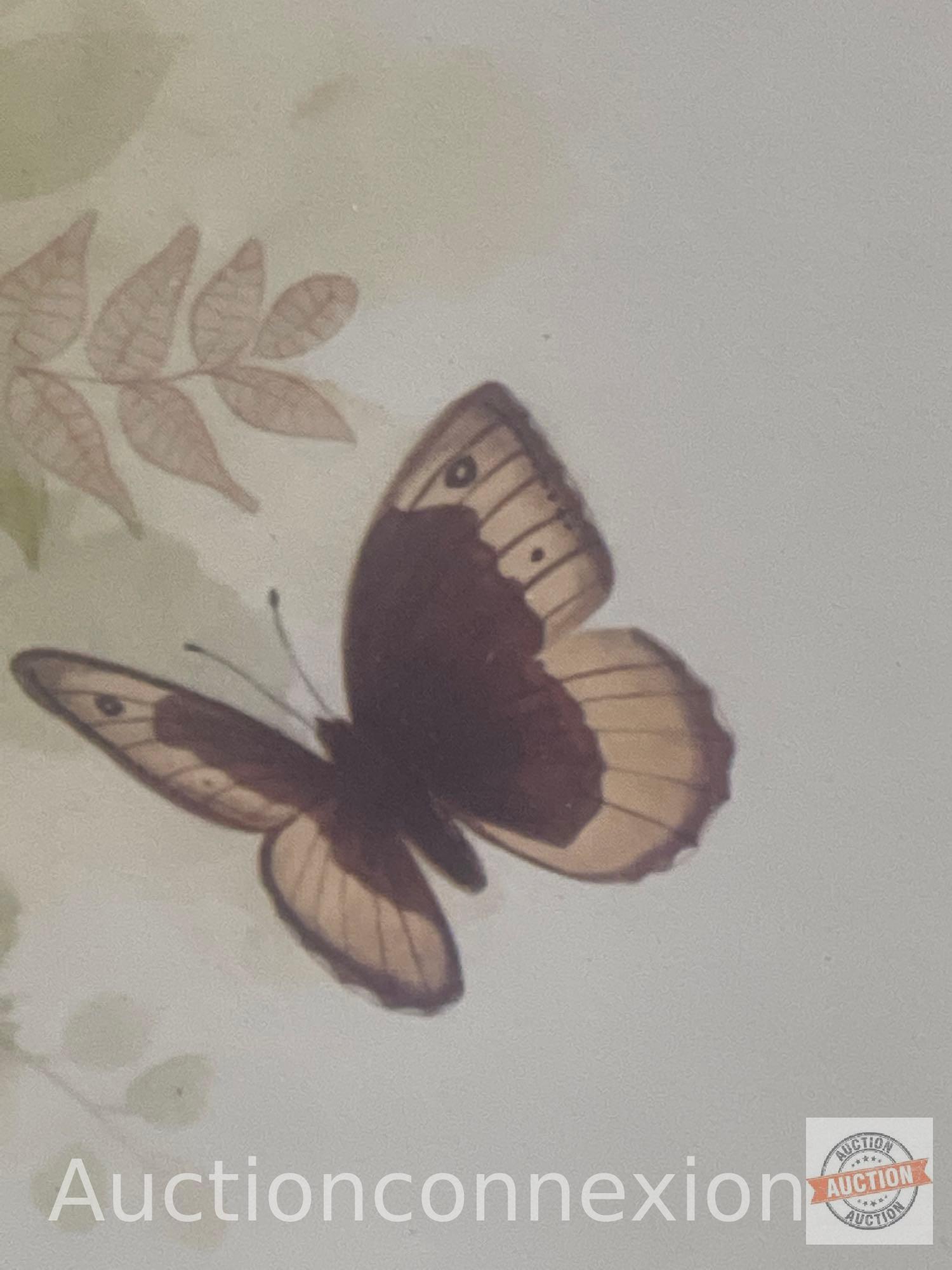 Artwork - 2 Butterfly / floral motif prints by F. Massa
