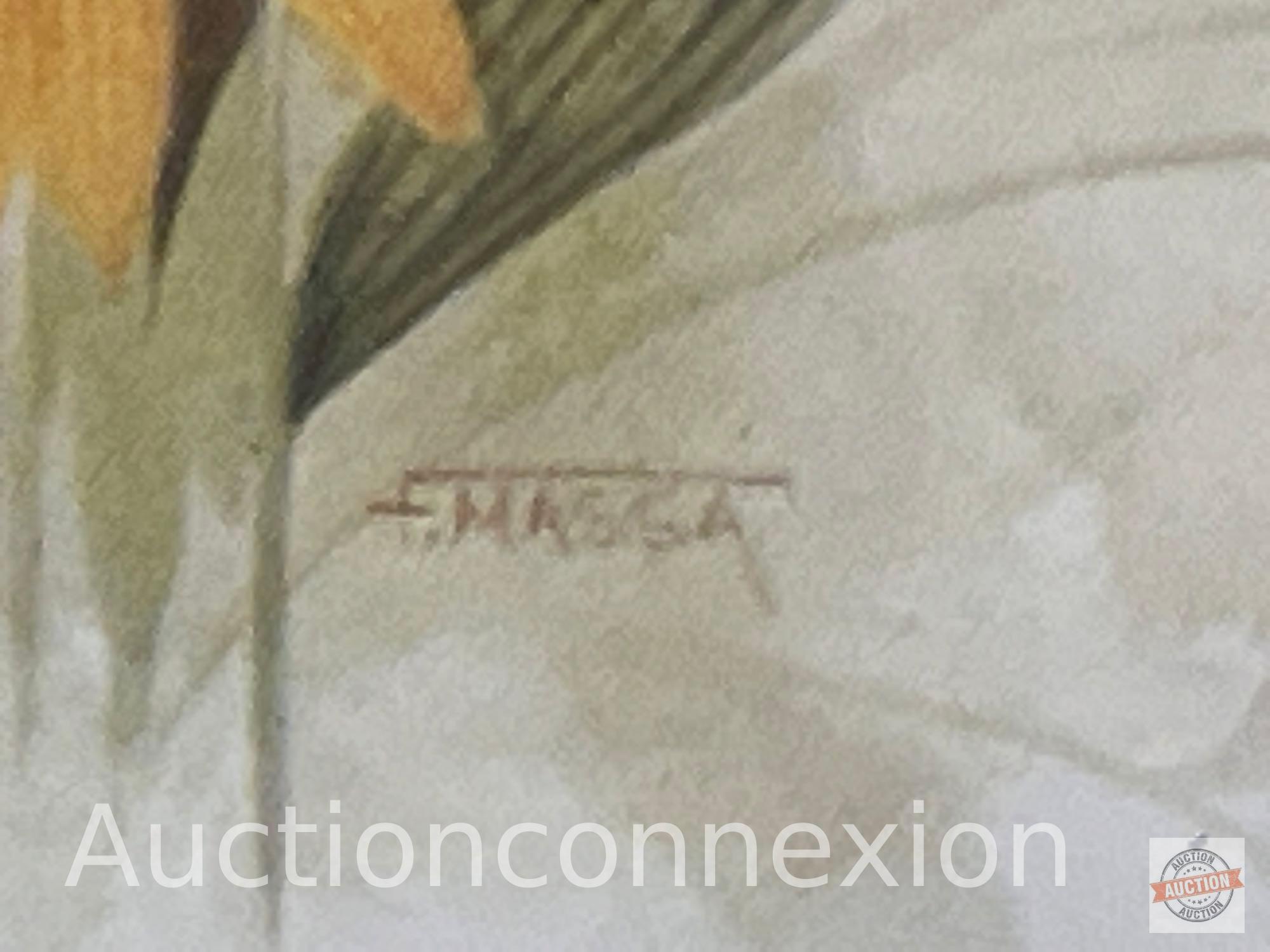 Artwork - 2 Butterfly / floral motif prints by F. Massa