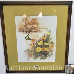 Artwork - 2 Butterfly / floral motif prints by F. Massa