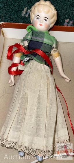 Dolls - 4 Porcelain, 8"h and 9.5"h