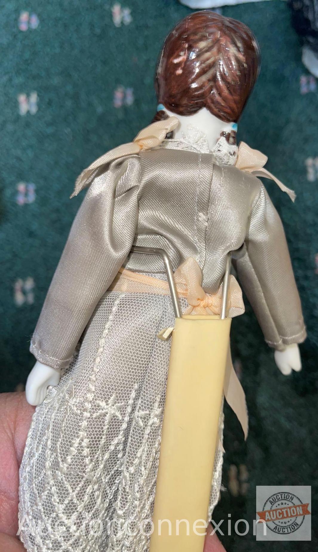 Dolls - 4 Porcelain, 8"h and 9.5"h