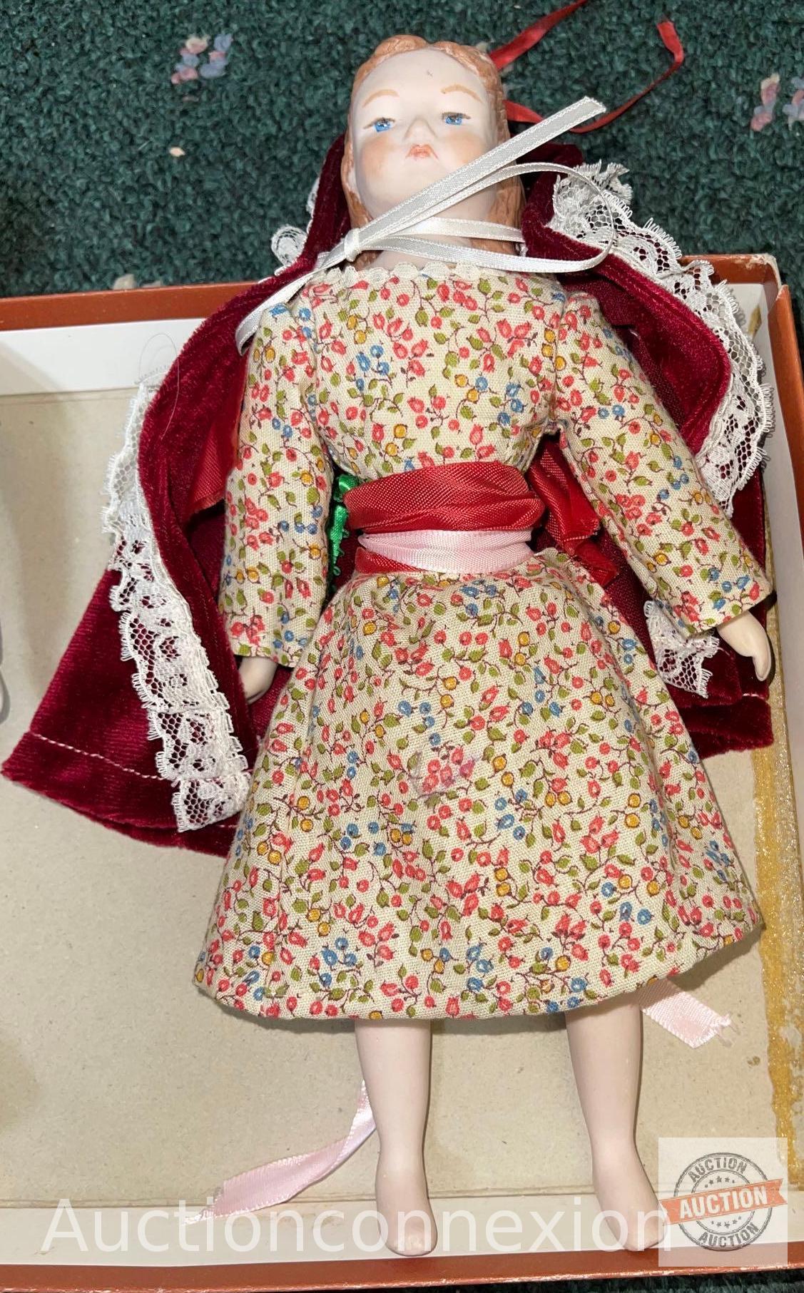 Dolls - 4 Porcelain, 8"h and 9.5"h