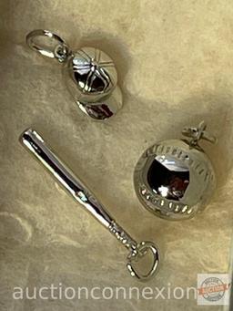 Jewelry - 3 sterling charms, Baseball