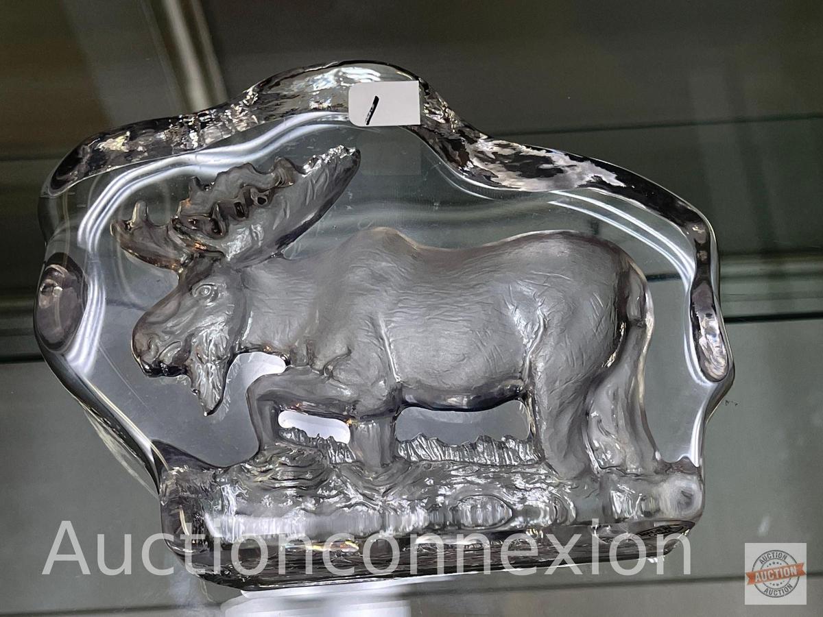 Shayrich etched crystal sculpture, Moose