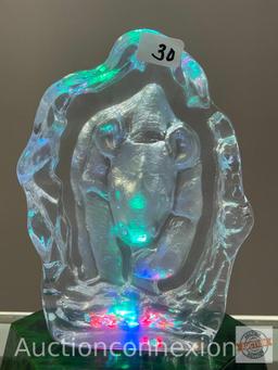 Shayrich etched crystal sculpture, Rhino