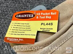 Graintex 10 pocket nail and tool bag, beige Suede Leather
