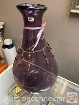 Studio Art Glass Vase, large, purple