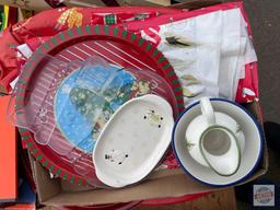 Christmas - Platters, tablecloths and misc. dishware