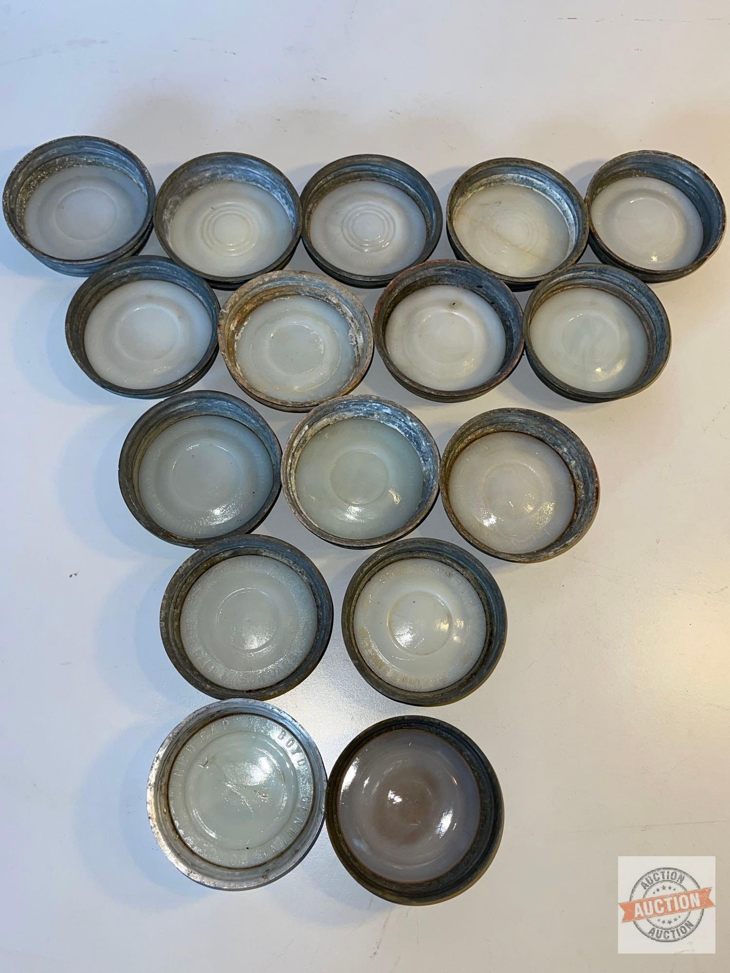 Vintage Canning jars - 3 with 16 vintage glass insert lids