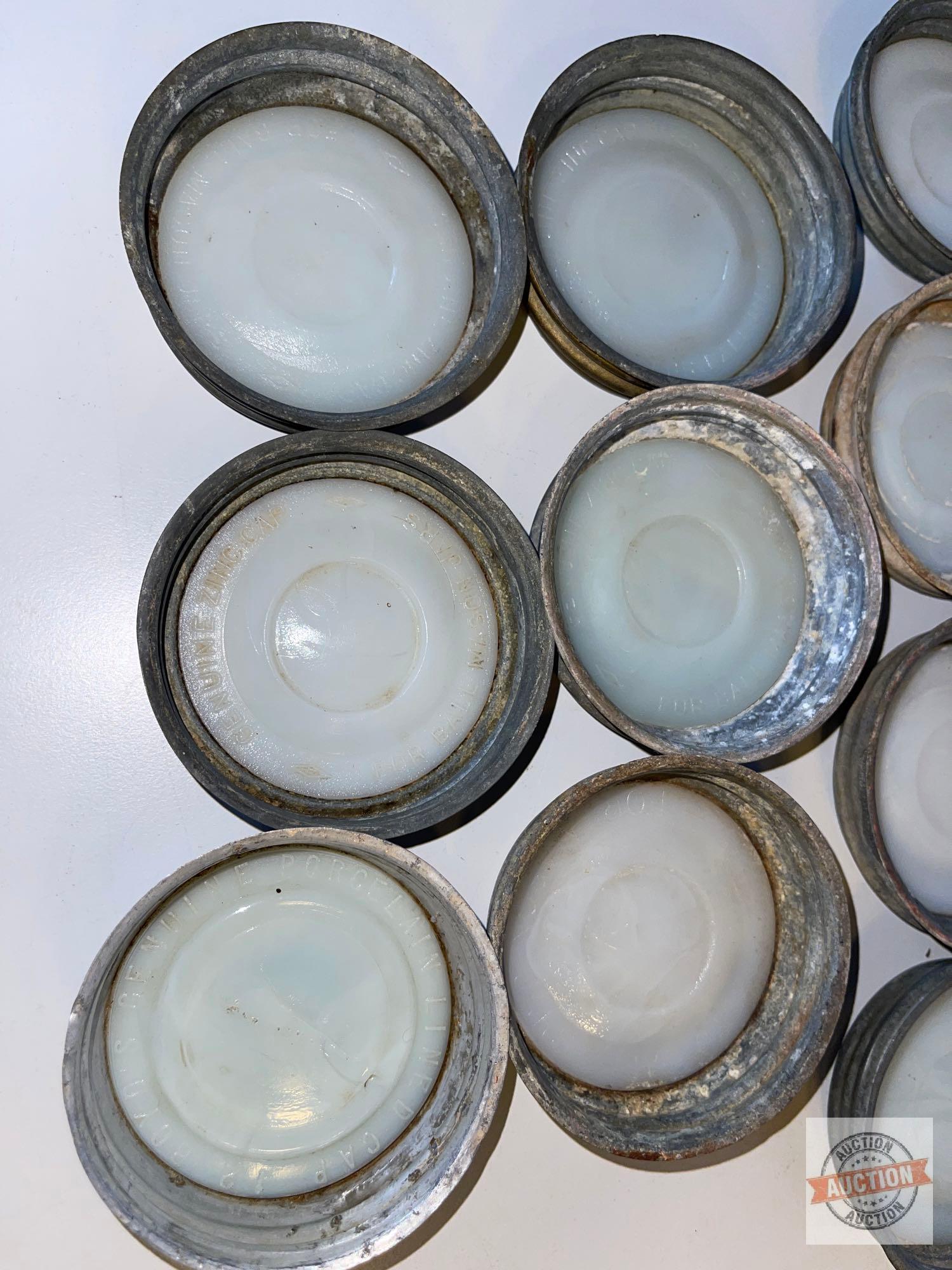 Vintage Canning jars - 3 with 16 vintage glass insert lids