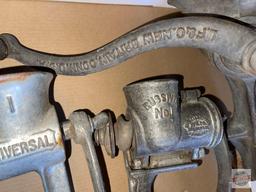 4 Vintage meat grinders, table/counter mount
