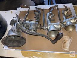 4 Vintage meat grinders, table/counter mount