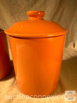 Canister set, 8 pc. 4 sizes with lids, Mervyn's, orange color
