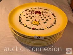 Dishware - 12 Brock of California, Farm Country Lane, yellow rimmed