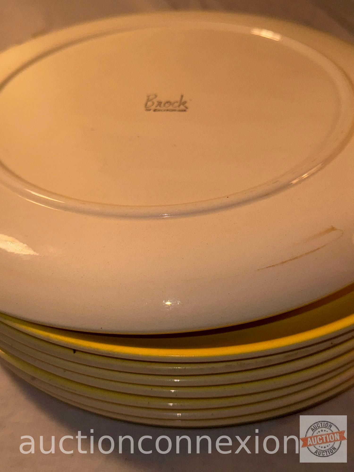 Dishware - 12 Brock of California, Farm Country Lane, yellow rimmed