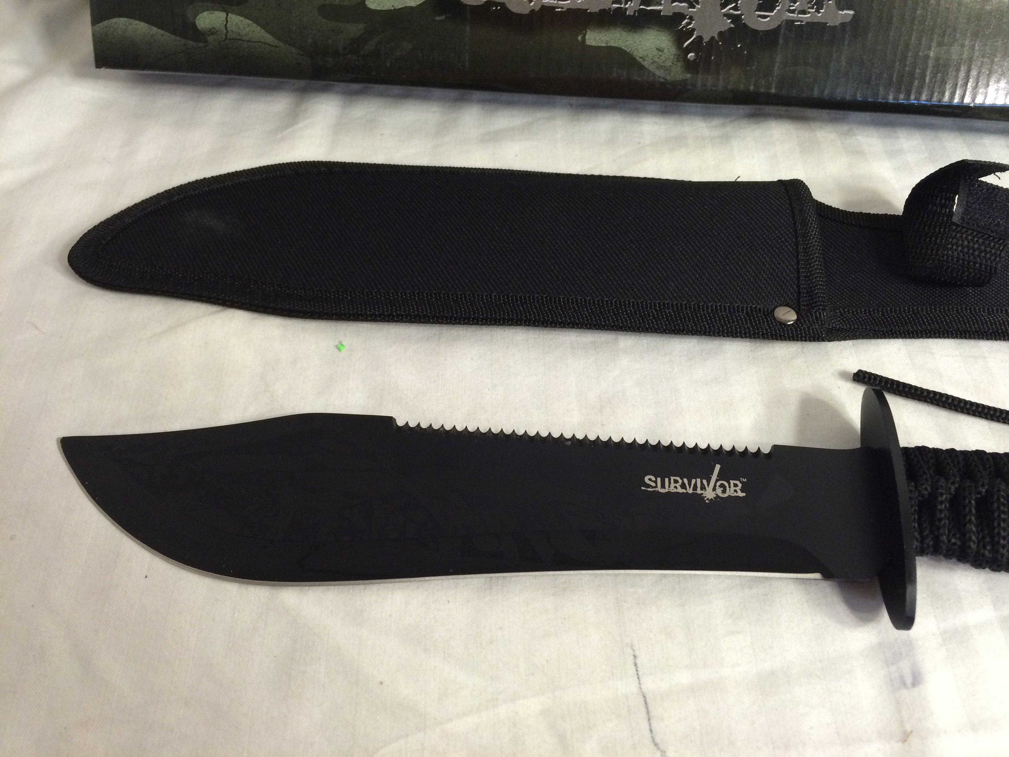 Collector NIP Master Cutlery Survivor Stainless Steel Knife #HK-6784 17" Long By 4" Box Size.