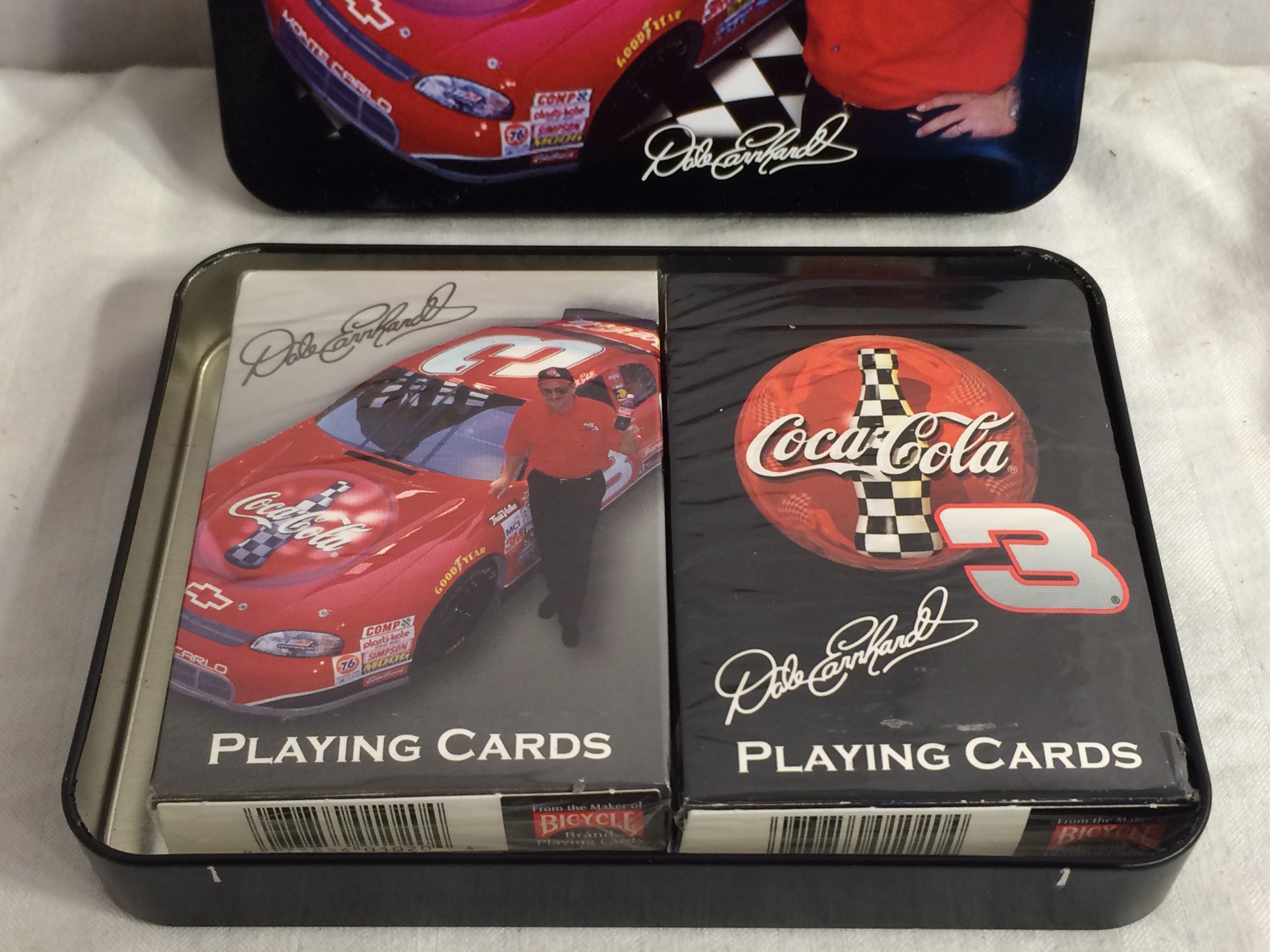 Collector NIP  Nascar 2004 Dale Earnhardt  Coca Cola 2 Decks of Playing Card In Tin Can