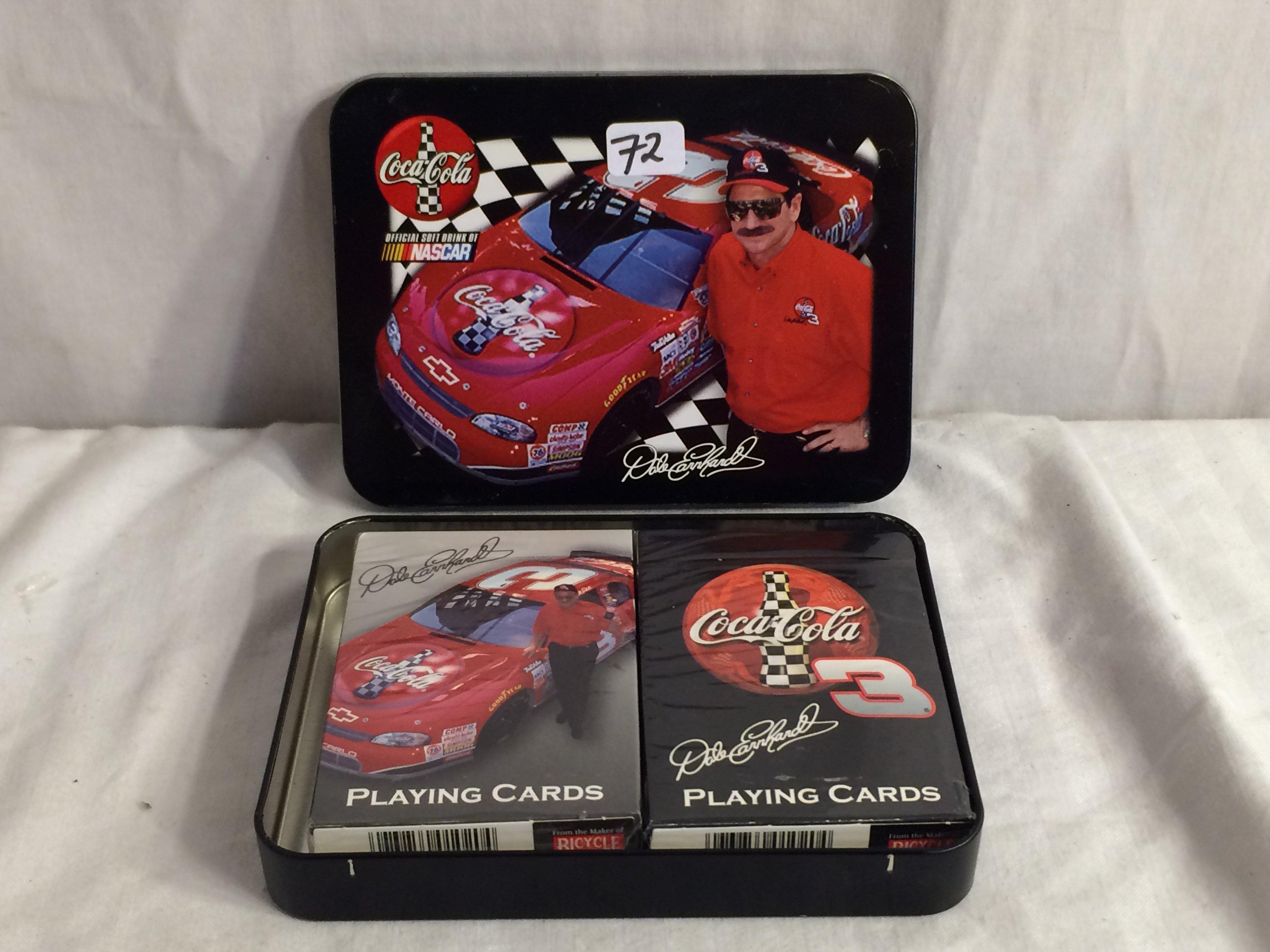 Collector NIP  Nascar 2004 Dale Earnhardt  Coca Cola 2 Decks of Playing Card In Tin Can