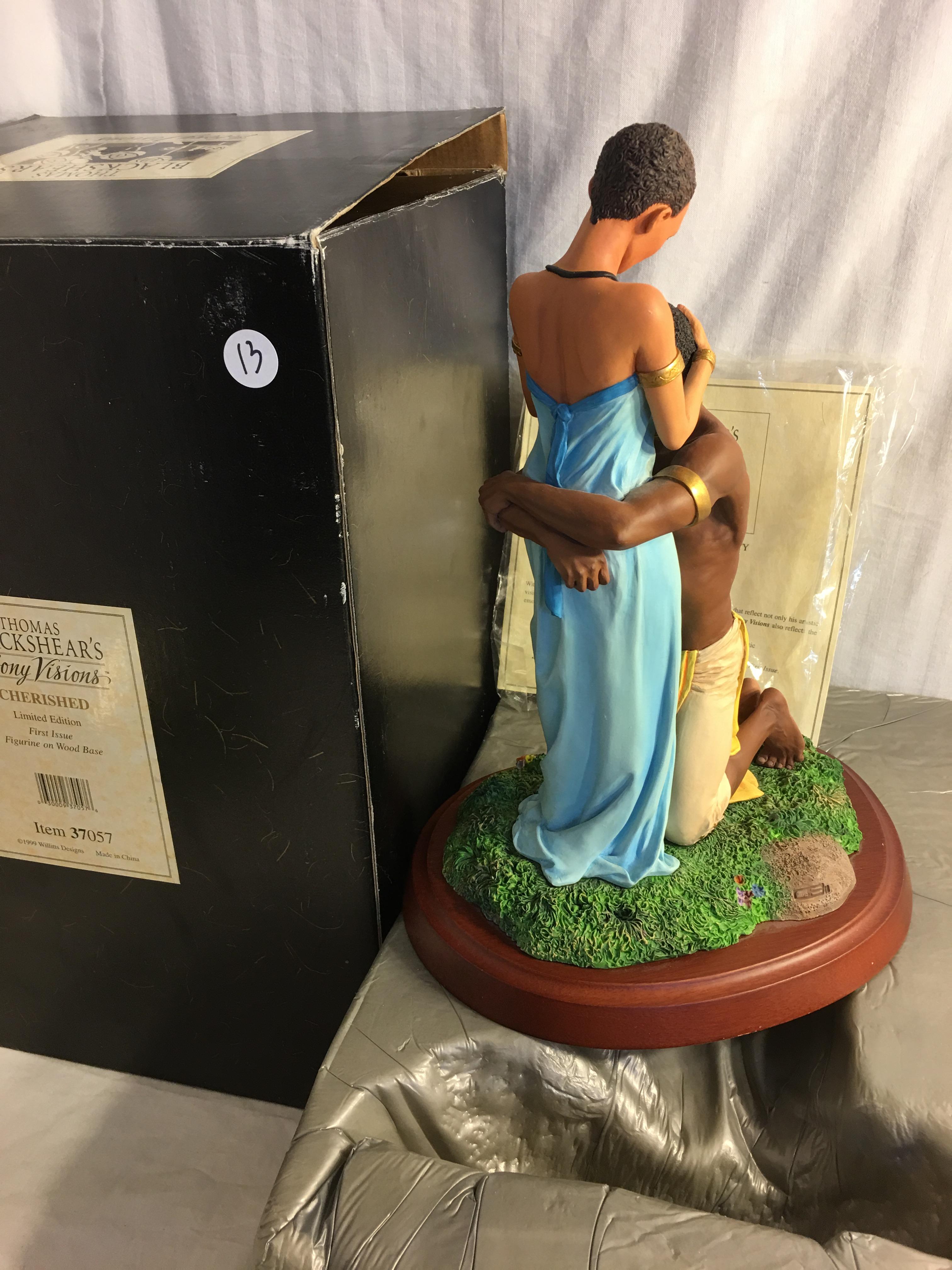 Collector Thomas Blackshear's Ebony Visions "Cherished" Ltd. Edt. 1st Issue Figurine On Wood Base