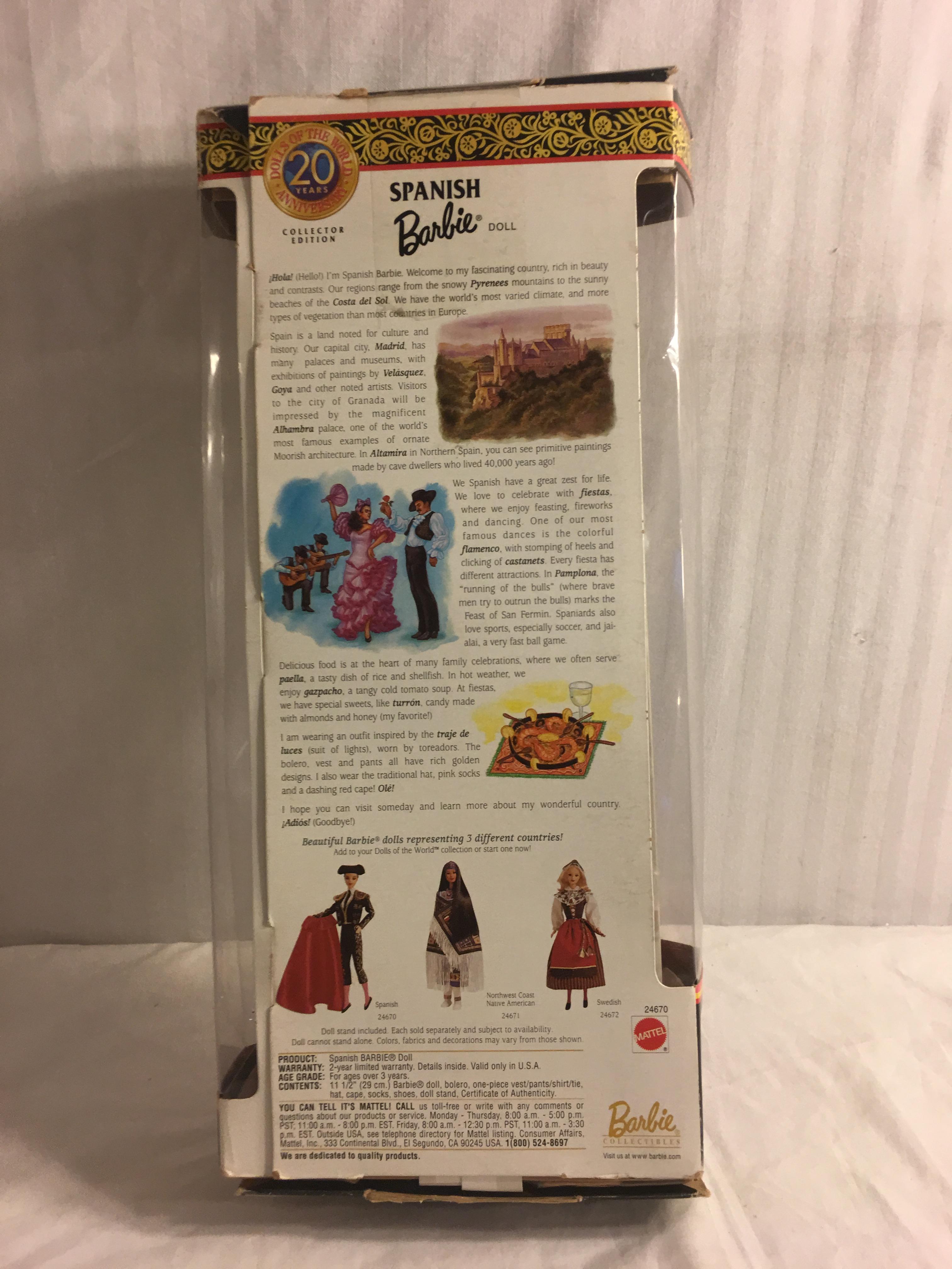 Collector NIB Barbie Mattel Edition Spanish Dolls Of The World 13"Tall Box Has Damage