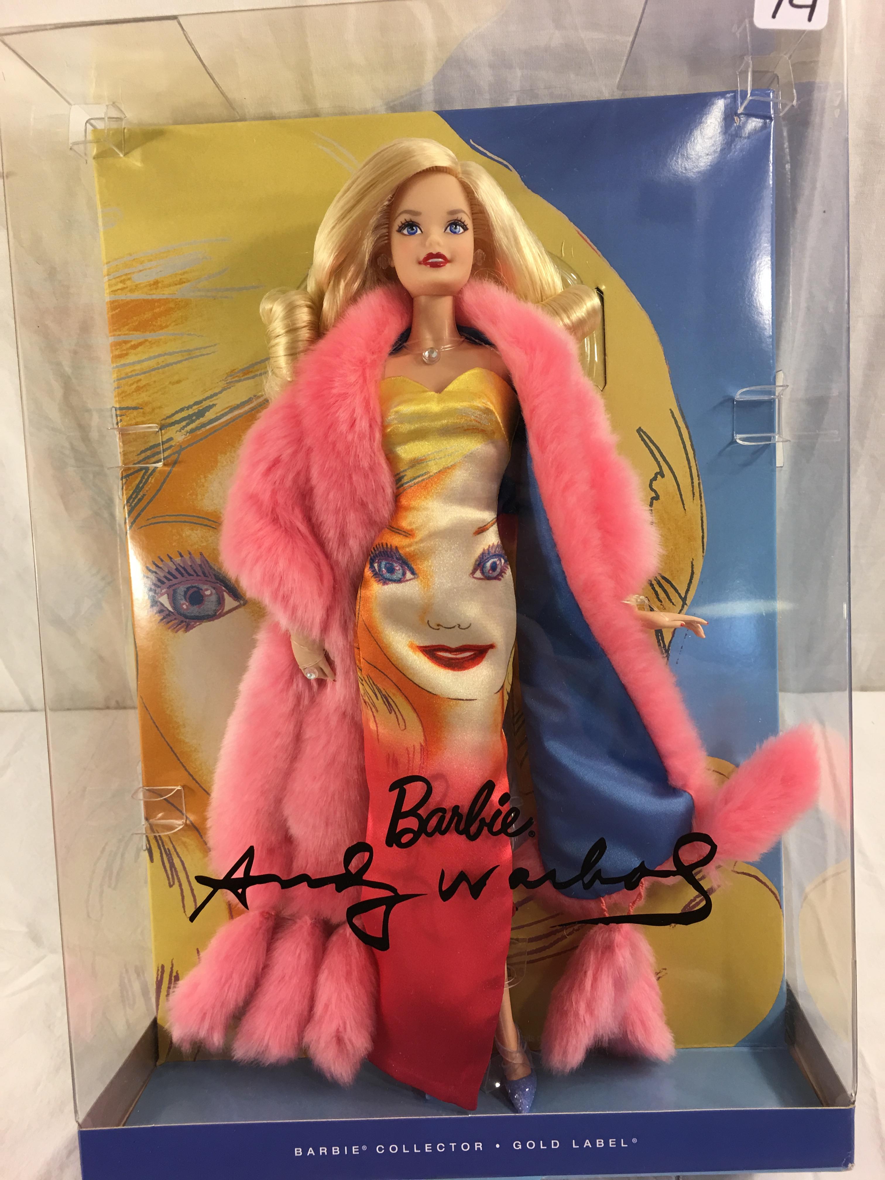 NIB Mattel Barbie Colector Gold Label Andy Warbos Barbie Doll 13"tall Box Has Very Minor Damage
