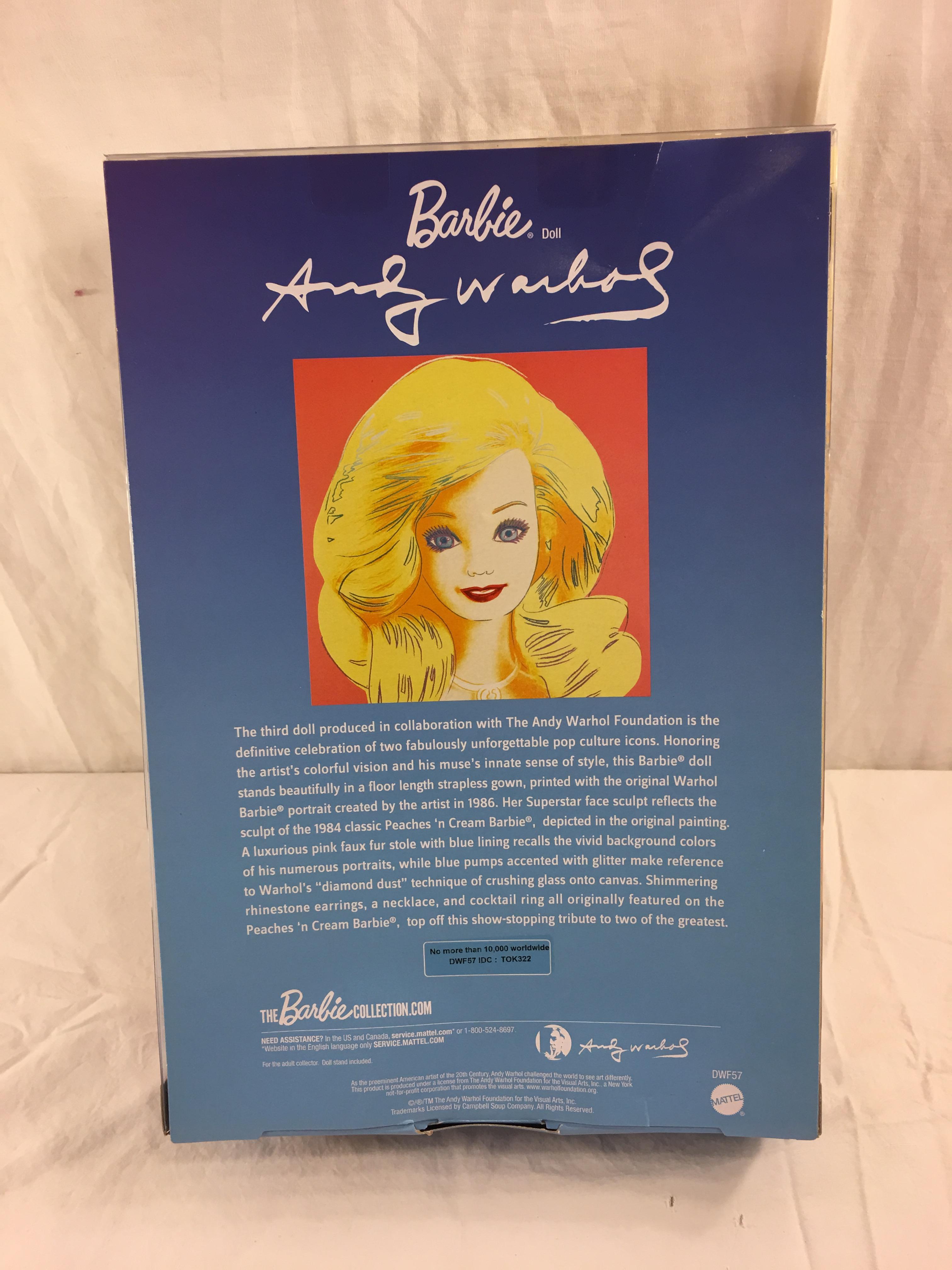 NIB Mattel Barbie Colector Gold Label Andy Warbos Barbie Doll 13"tall Box Has Very Minor Damage