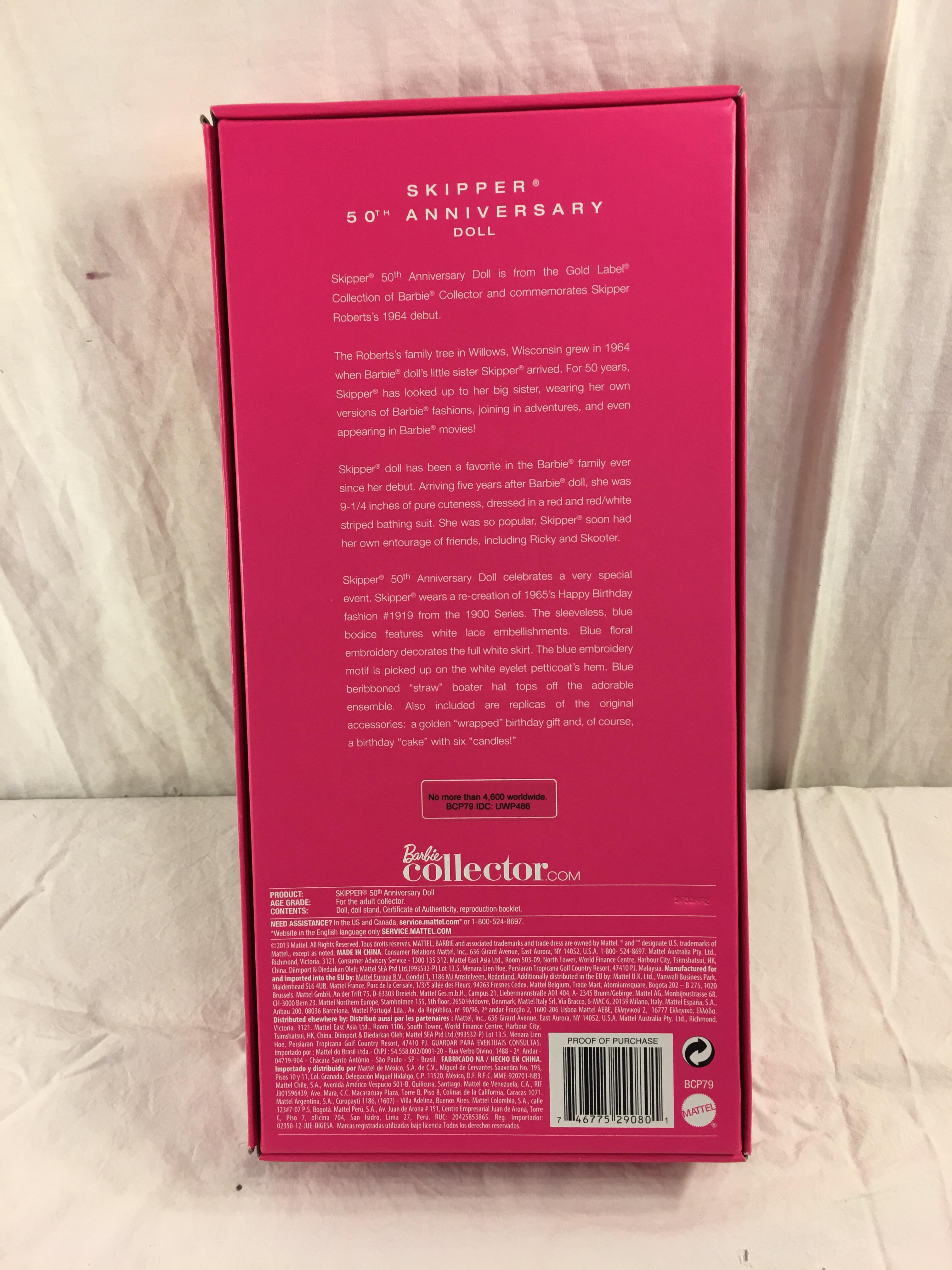 NIB 2013 Mattel Gold Label Collection Barbie Sikker 50th Anniversary Doll 13.5"tall Box Size