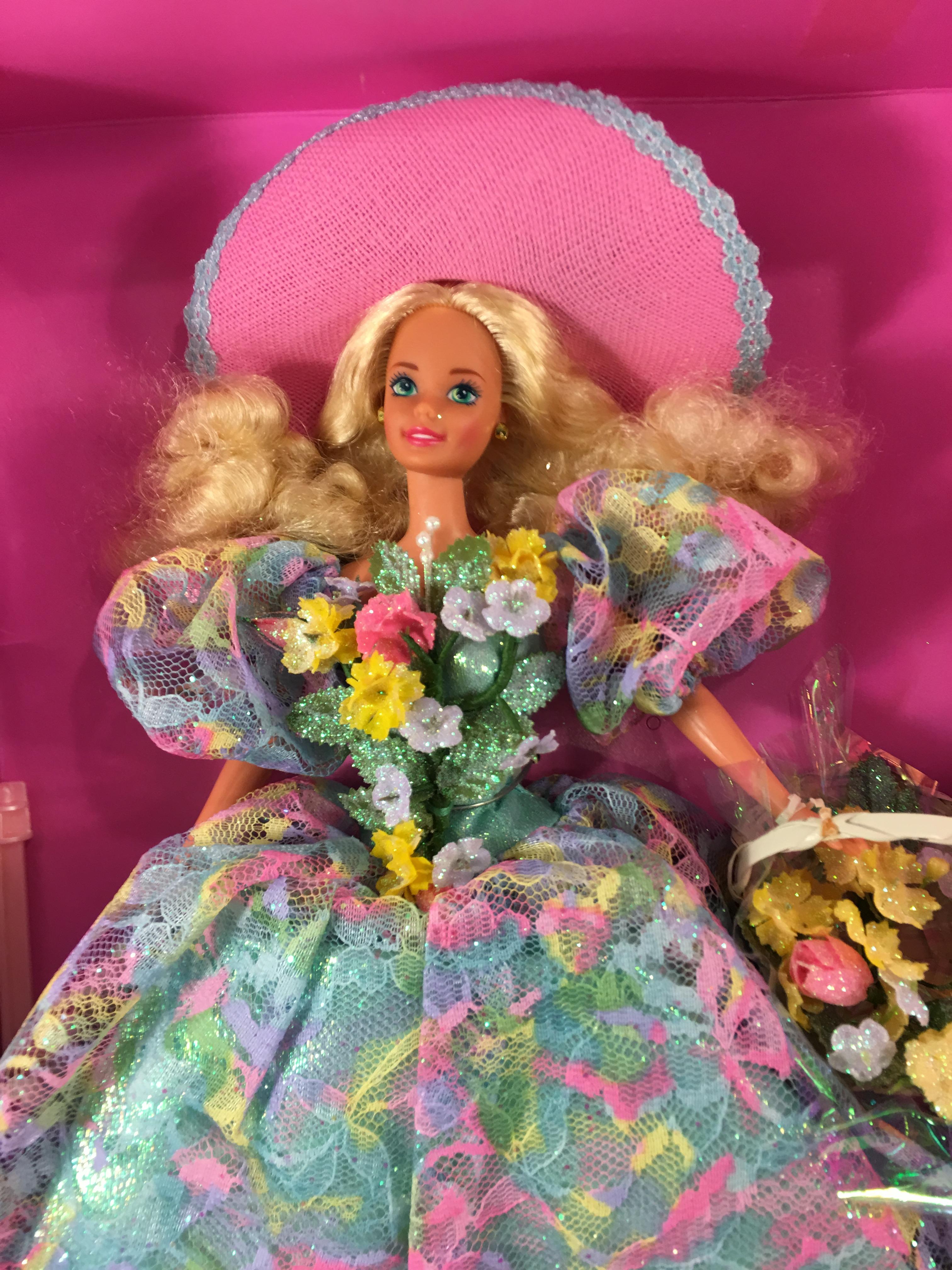 NIB Mattel Barbie Enchnated Seasons Collection Limited Edt. Spring Bouguet Barbie Doll 14"tall Box