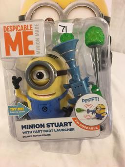NIB Collector Illumination Ent. Despicable Me Minion Stuart W/Fart Dart Launcher Deluxe Figure 6.5"T