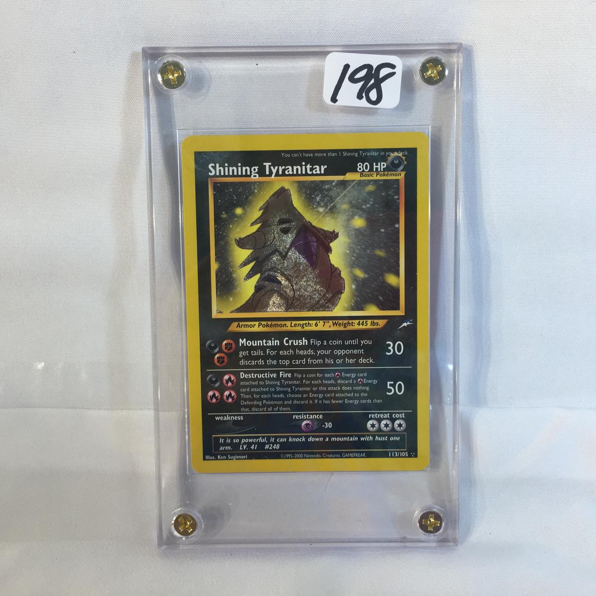 Collector Modern 1995-2000 Nintendo GameFreak Trading Game Card - Shining Tyranitar 80HP 113/105 Car