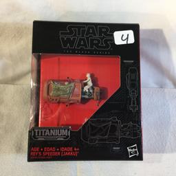 NIB Collector Star Wars The Black Series Titanium Series Rey's Speeder Jakku #05  Size: 5x4"