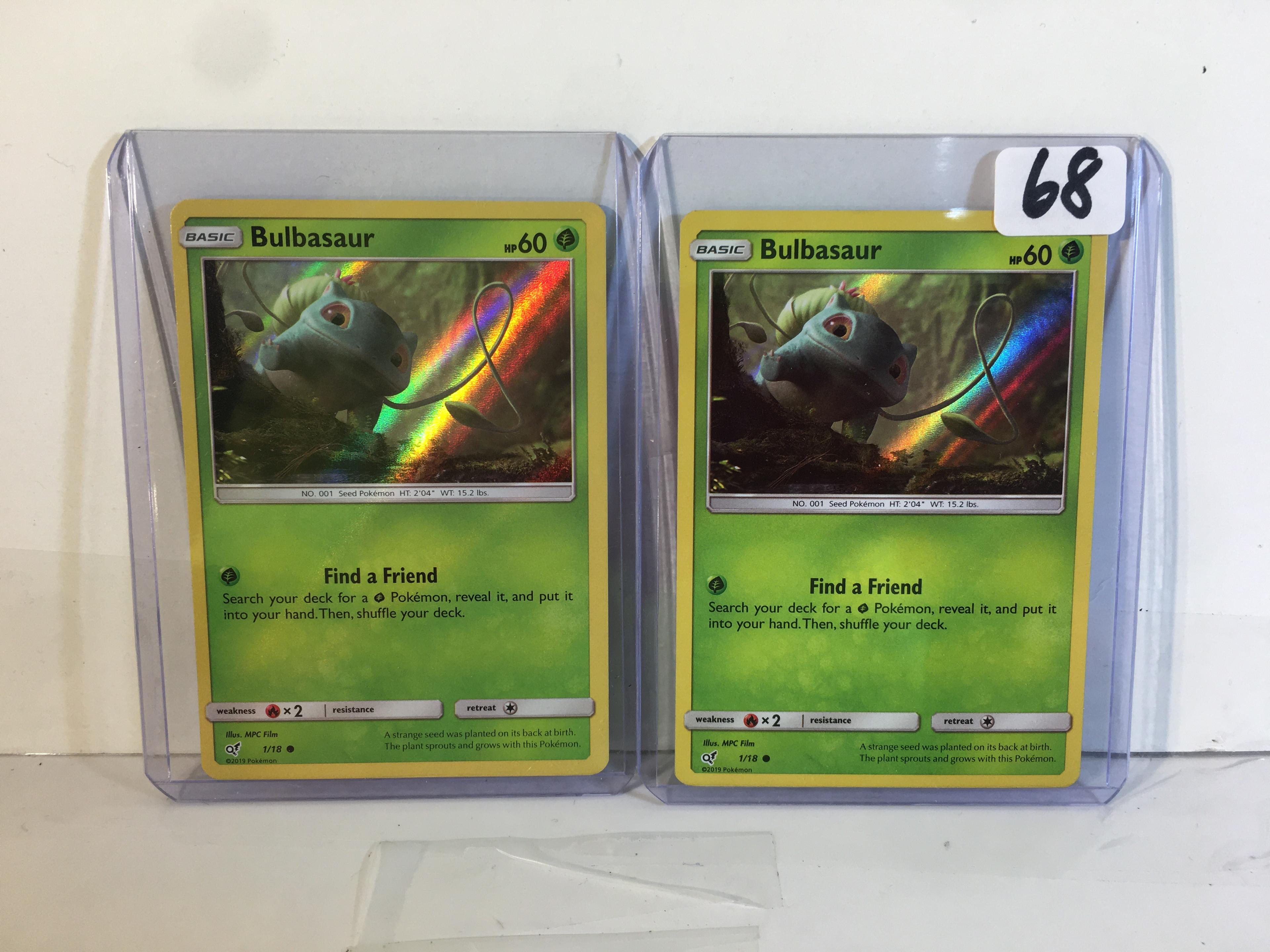 Lot of 2 Collector 2019 Pokemon Basic Bulbasaur HP60 Find a Friend Pokemon Game Card 1/18