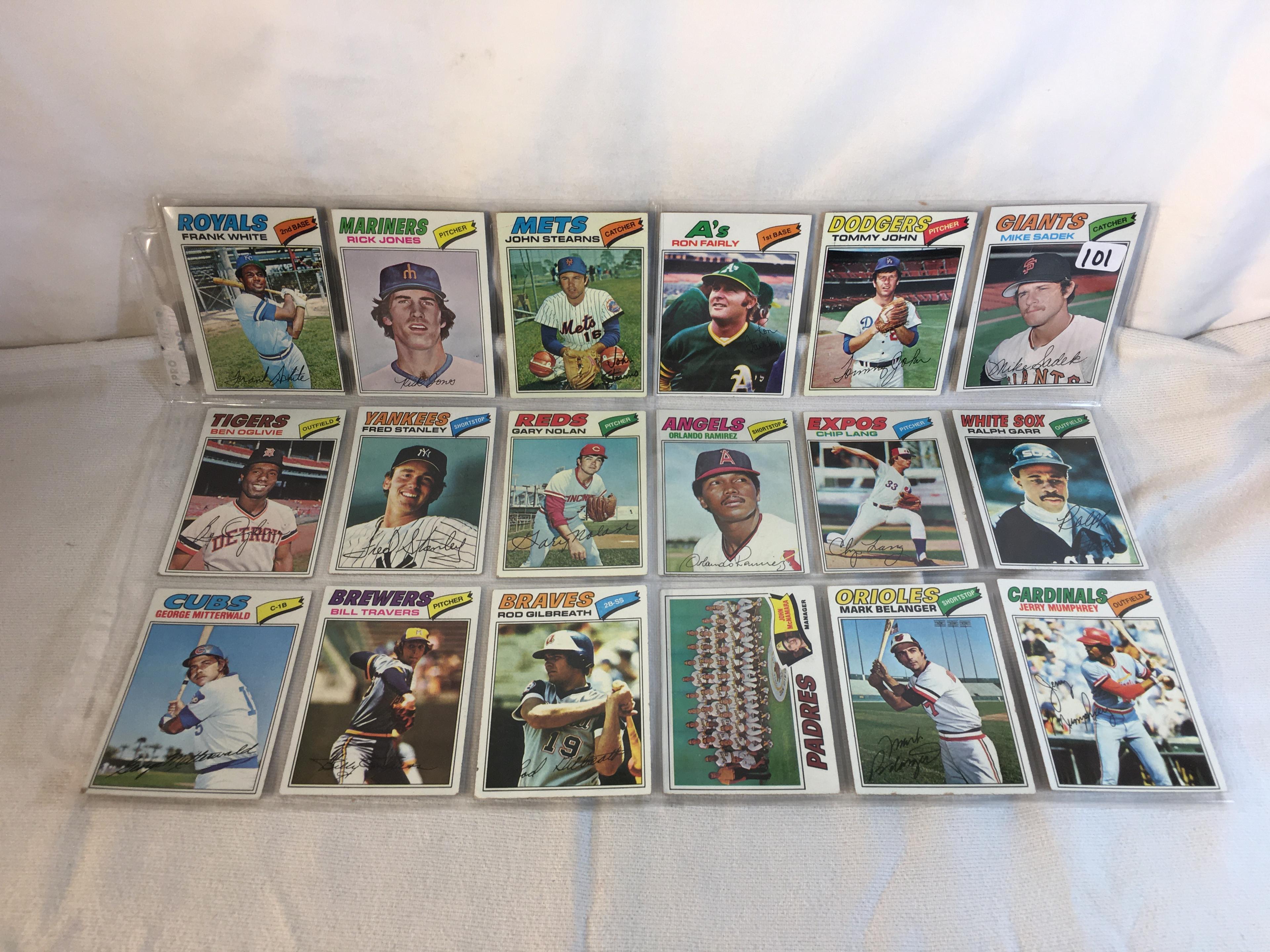 Lot of 18 Pcs Collector Vintage  MLB Baseball  Sport Trading Assorted Cards & Players - See Photos