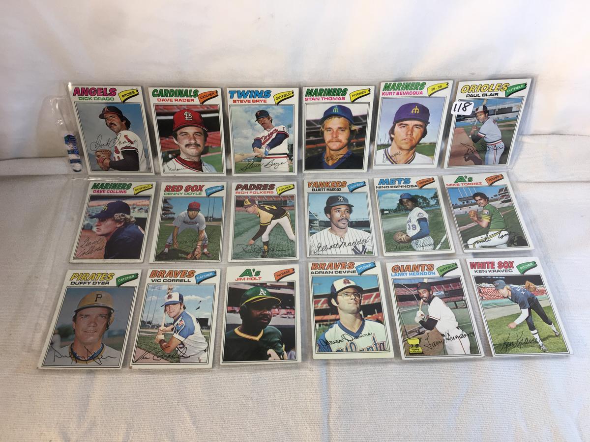 Lot of 18 Pcs Collector Vintage  MLB Baseball  Sport Trading Assorted Cards & Players - See Photos