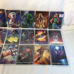 Lot of 18 Pcs Collector Modern Assorted DC and Marvel Super Heroes Trading Game Cards -See Photos