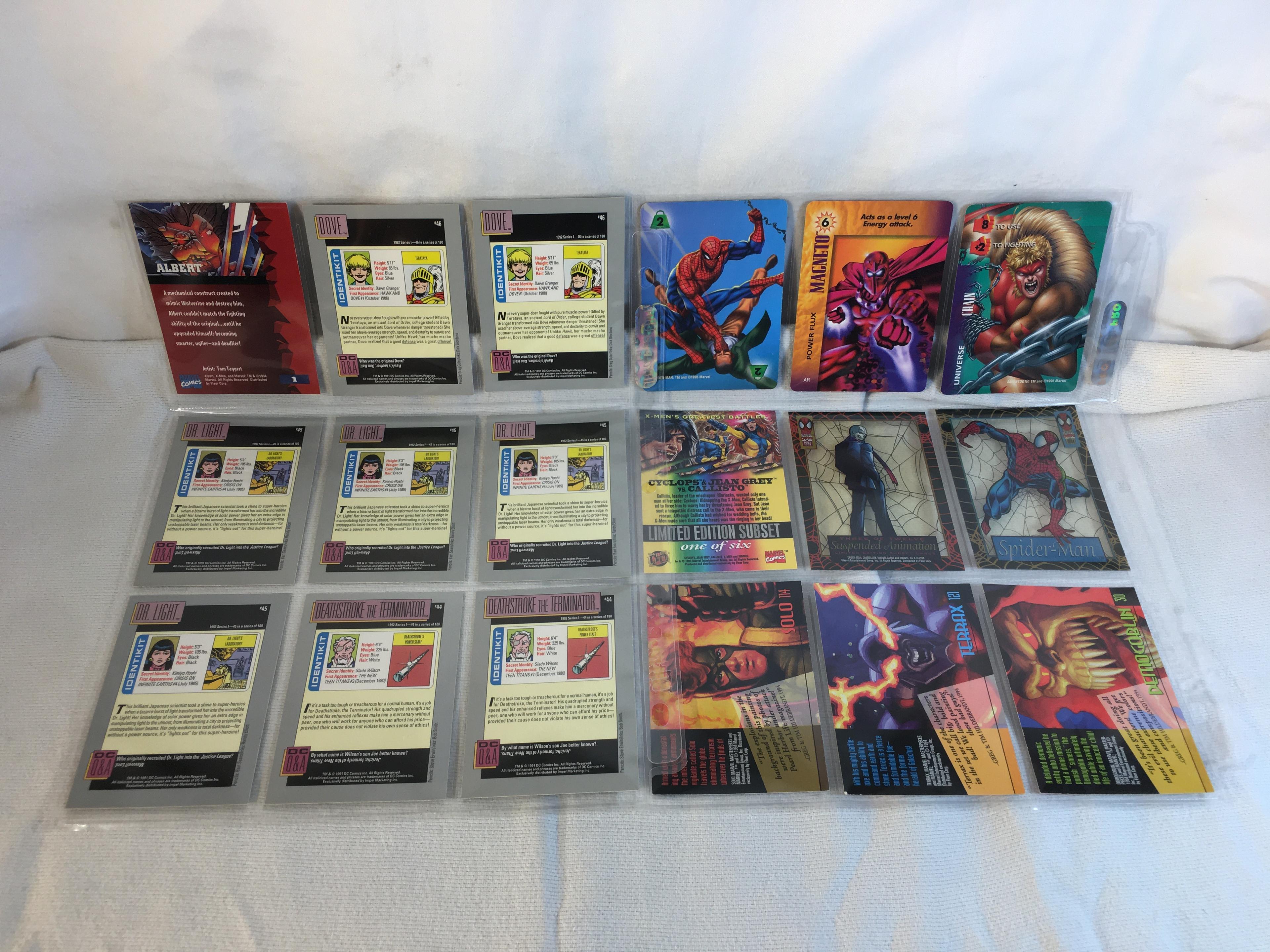 Lot of 18 Pcs Collector Modern Assorted DC and Marvel Super Heroes Trading Game Cards -See Photos