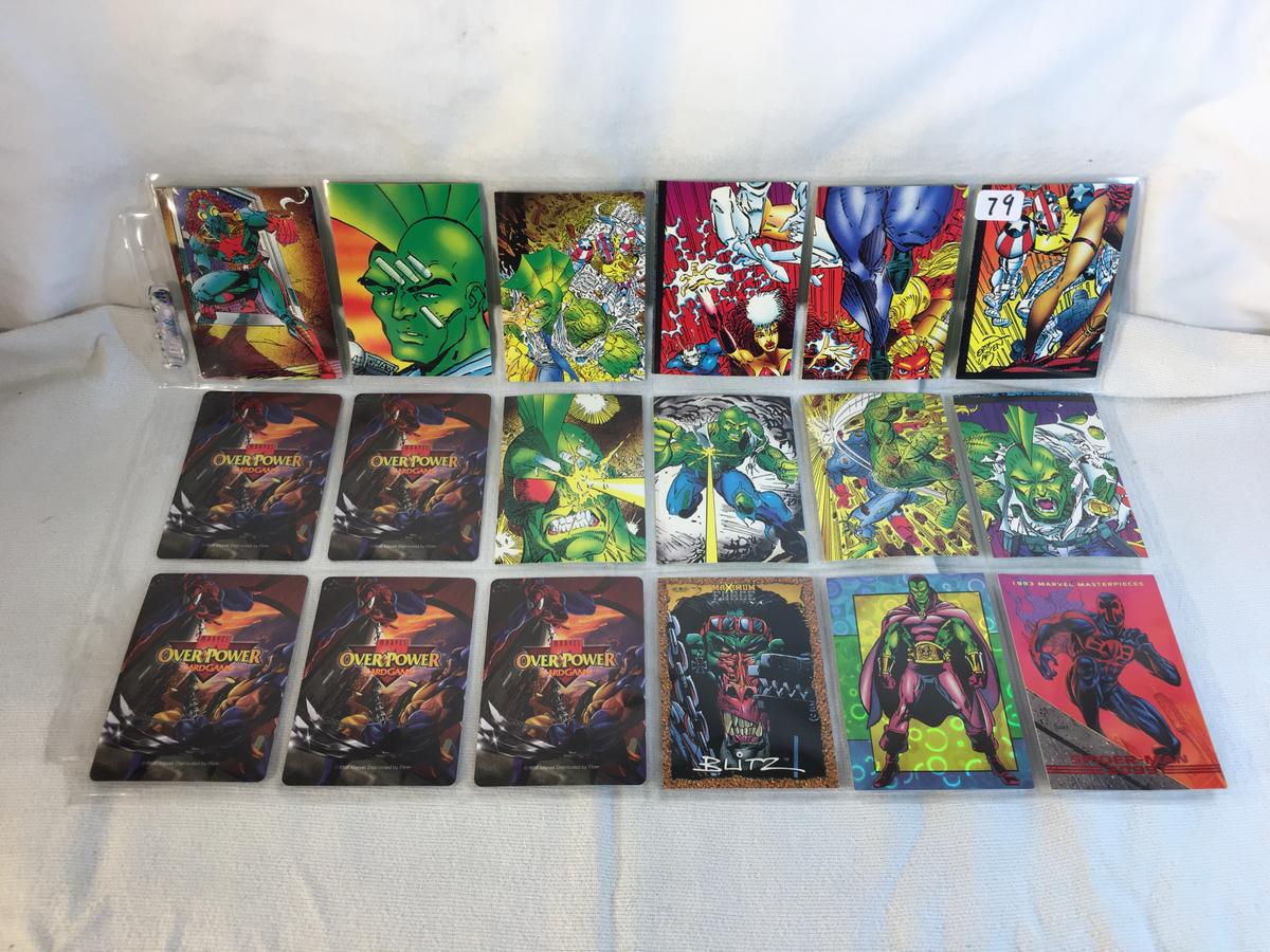 Lot of 18 Pcs Collector Modern Assorted DC and Marvel Super Heroes Trading Game Cards -See Photos