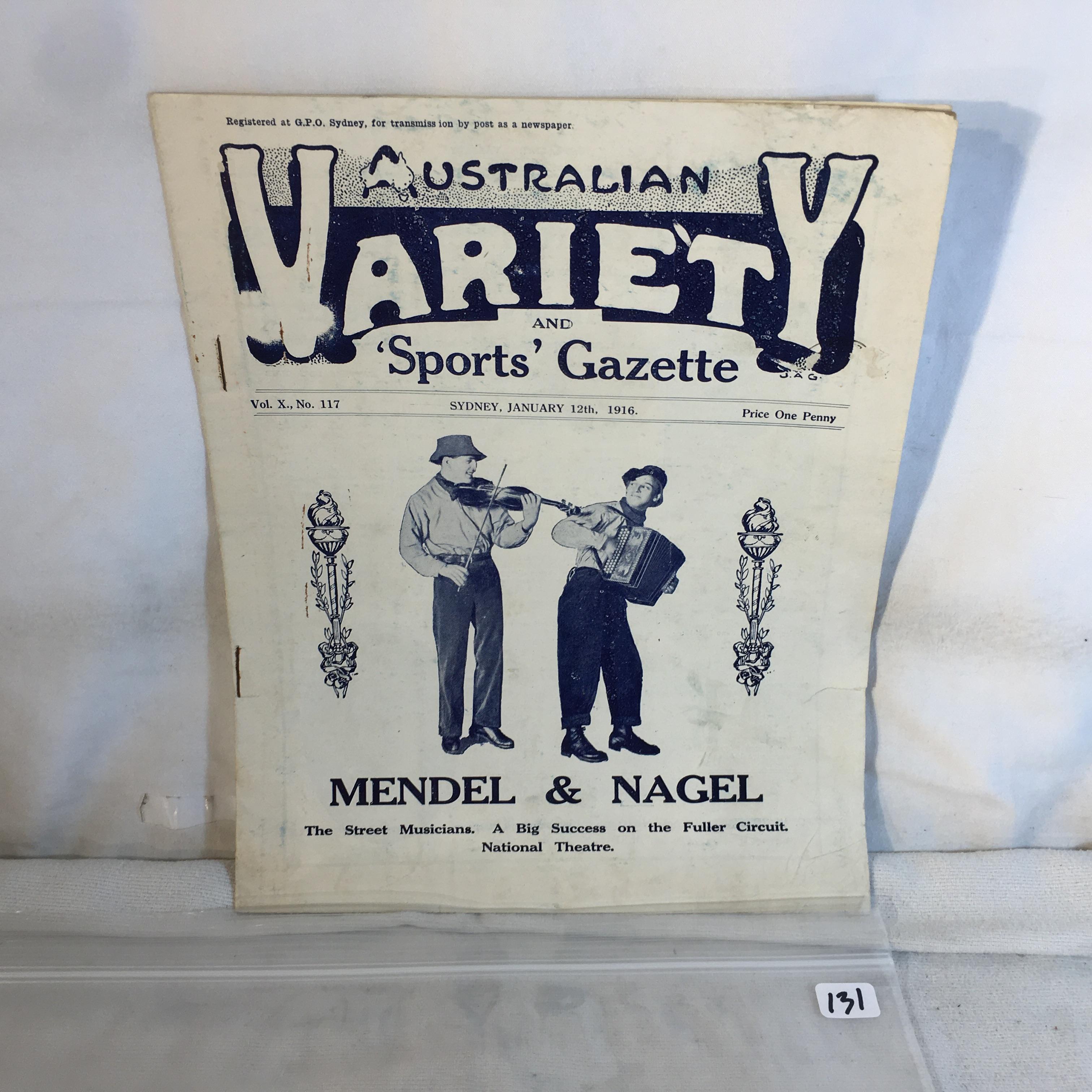 Collector Vintage 1916 The Billboard the Shoiw World Encylopedia Australian Variety Sport Gazette