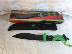 Collector New Tac Xtreme Knife 12" Overall Black Blade 3.5mm Thickness Handle Green & Black