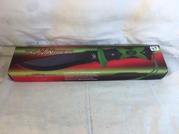 Collector New Tac Xtreme Knife 12" Overall Black Blade 3.5mm Thickness Handle Green & Black
