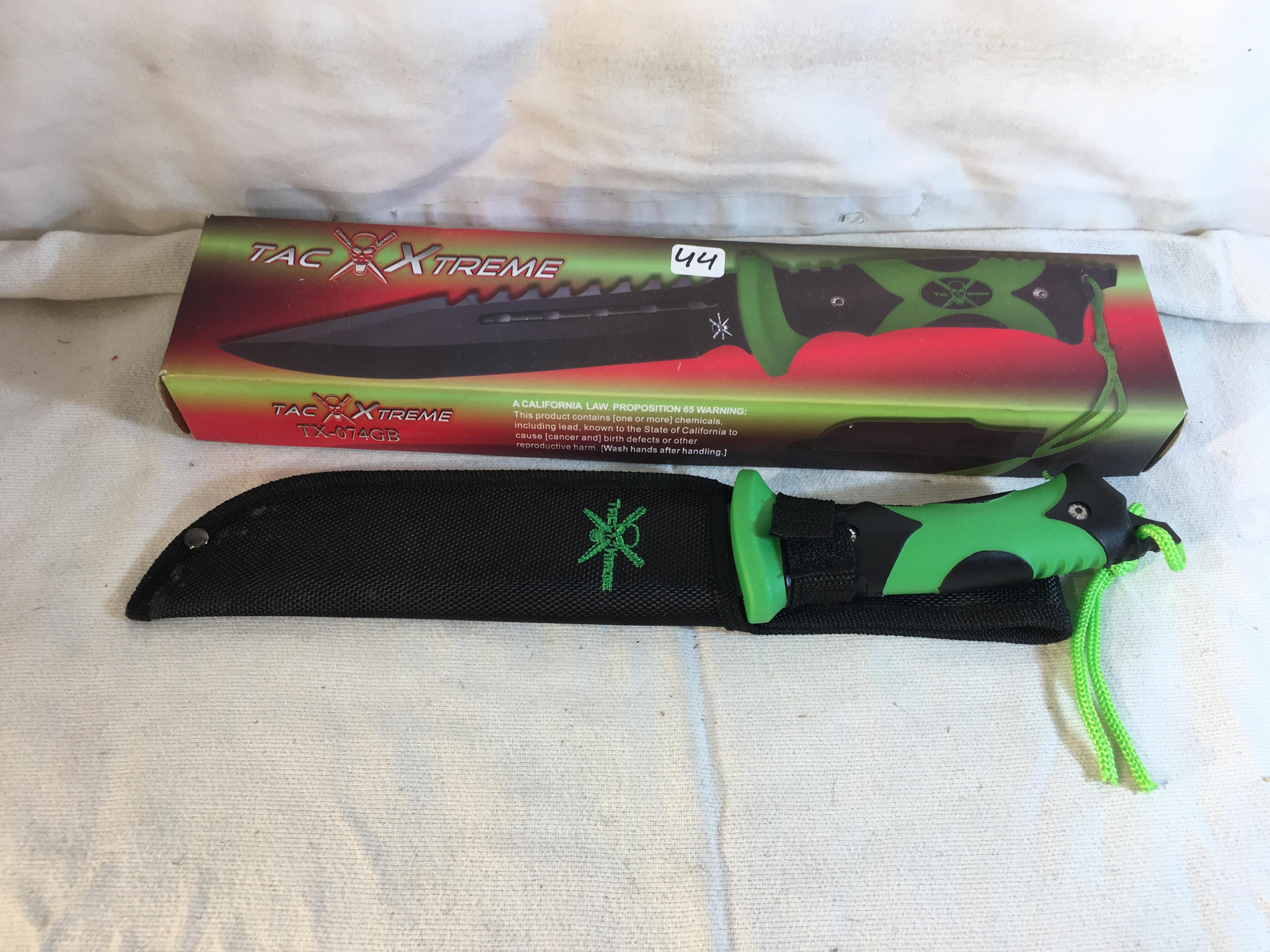 Colletcor New Tac Xtreme Knife 12" Overall Black Blade 3.5mm Thickness Green & Black Knive