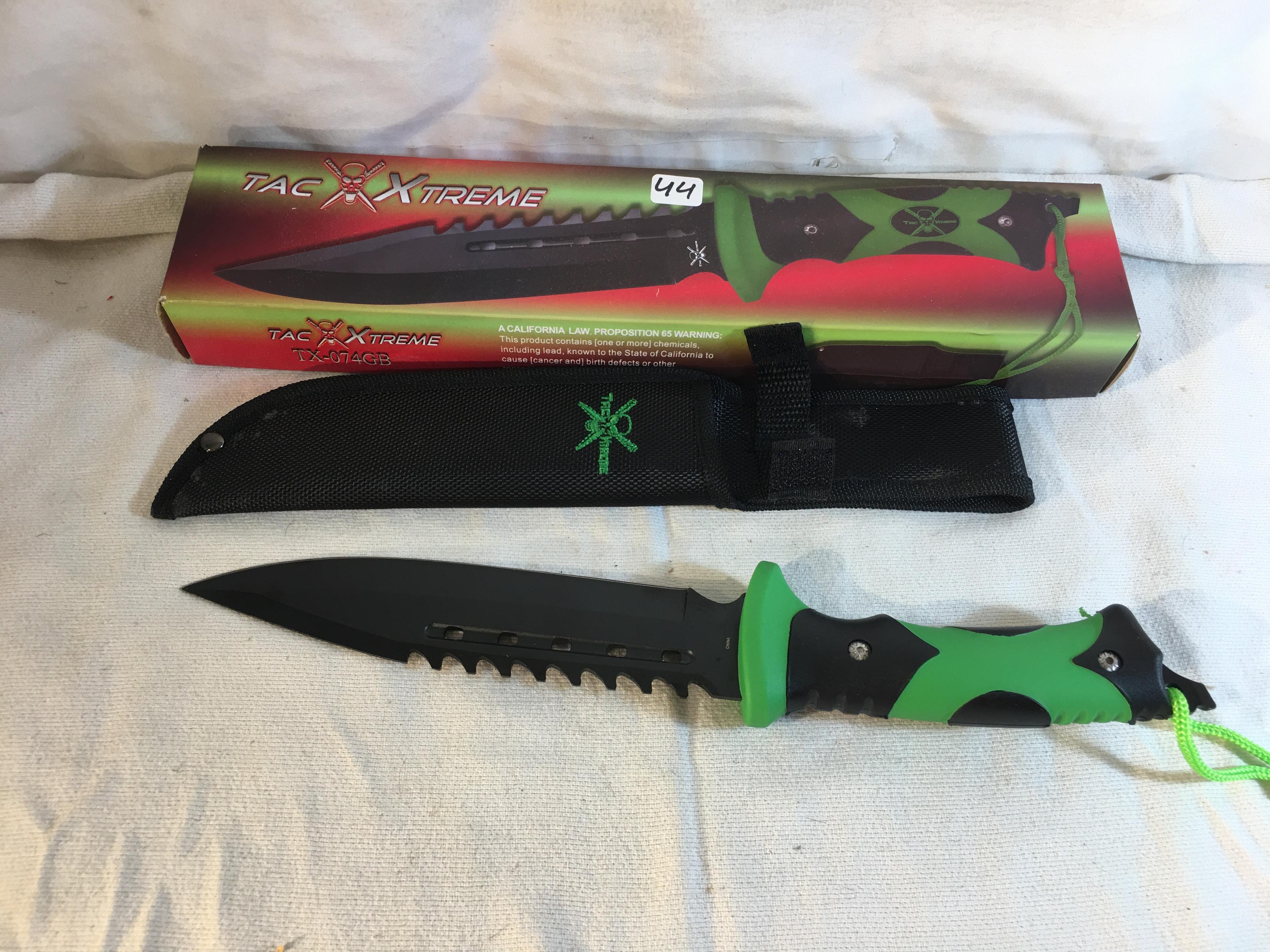 Colletcor New Tac Xtreme Knife 12" Overall Black Blade 3.5mm Thickness Green & Black Knive