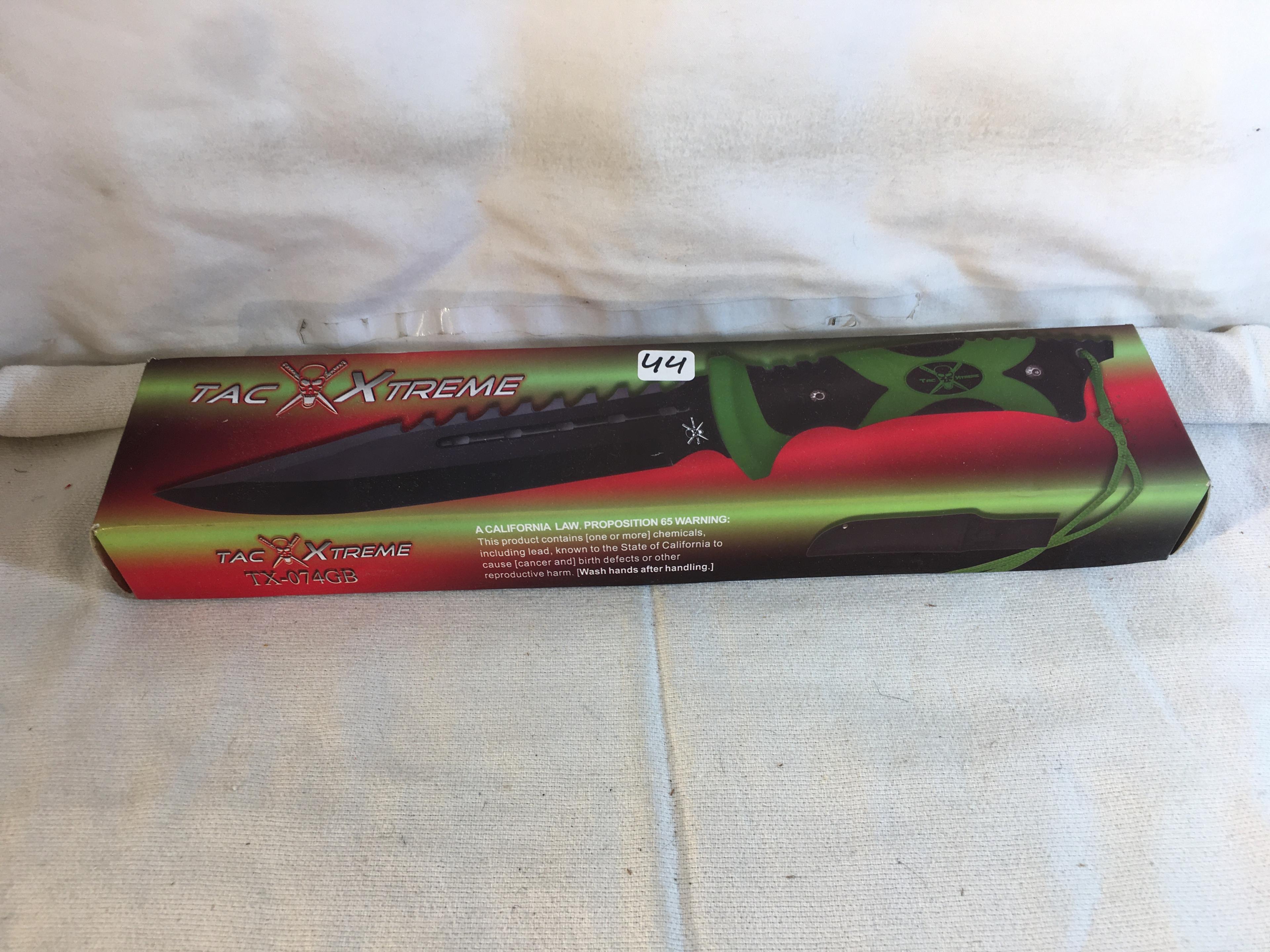 Colletcor New Tac Xtreme Knife 12" Overall Black Blade 3.5mm Thickness Green & Black Knive