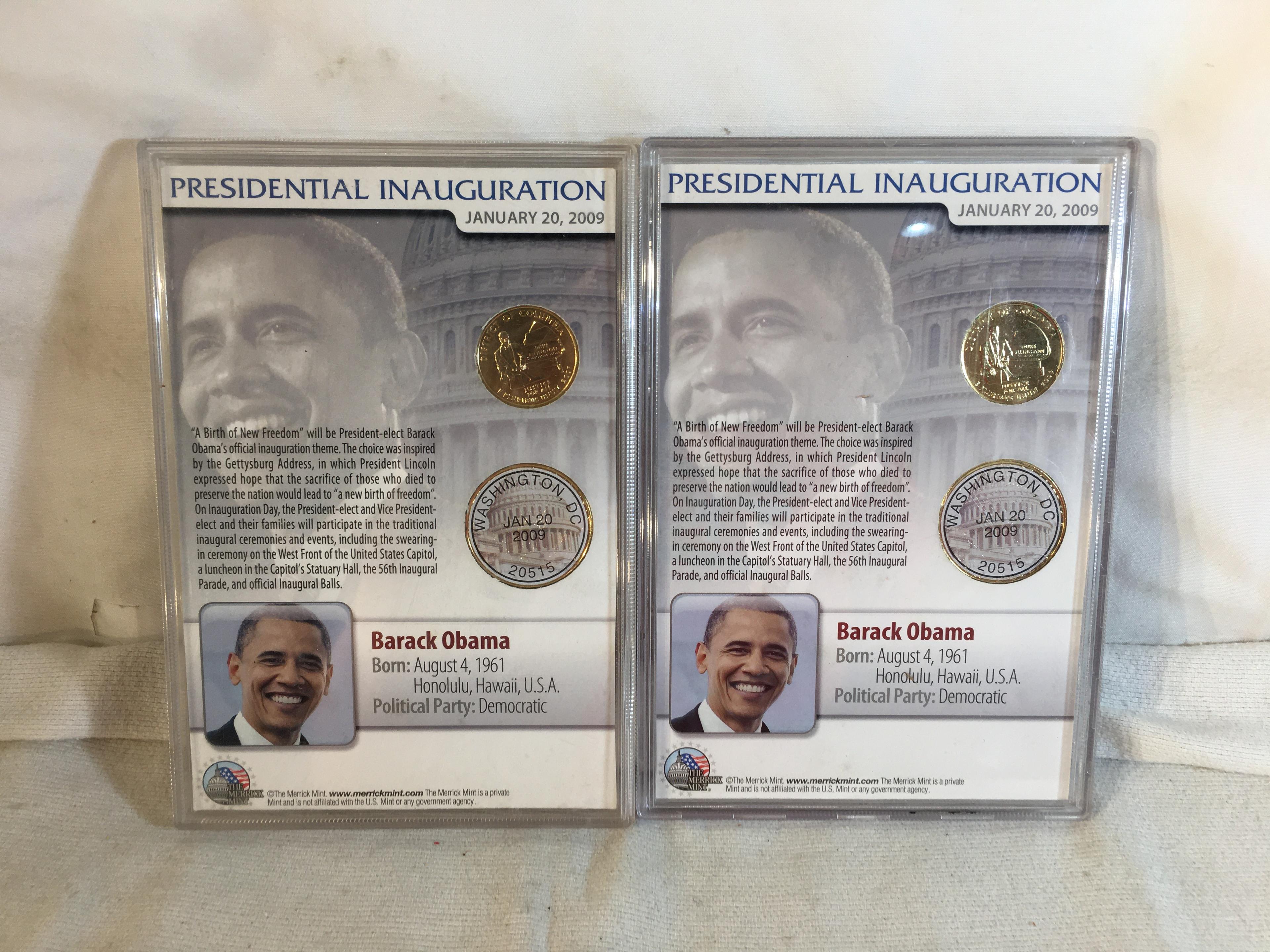 Lot of 2 Sets Of Presidential Inauguration 44th President US Barack Obama Coin Signed - See Photos