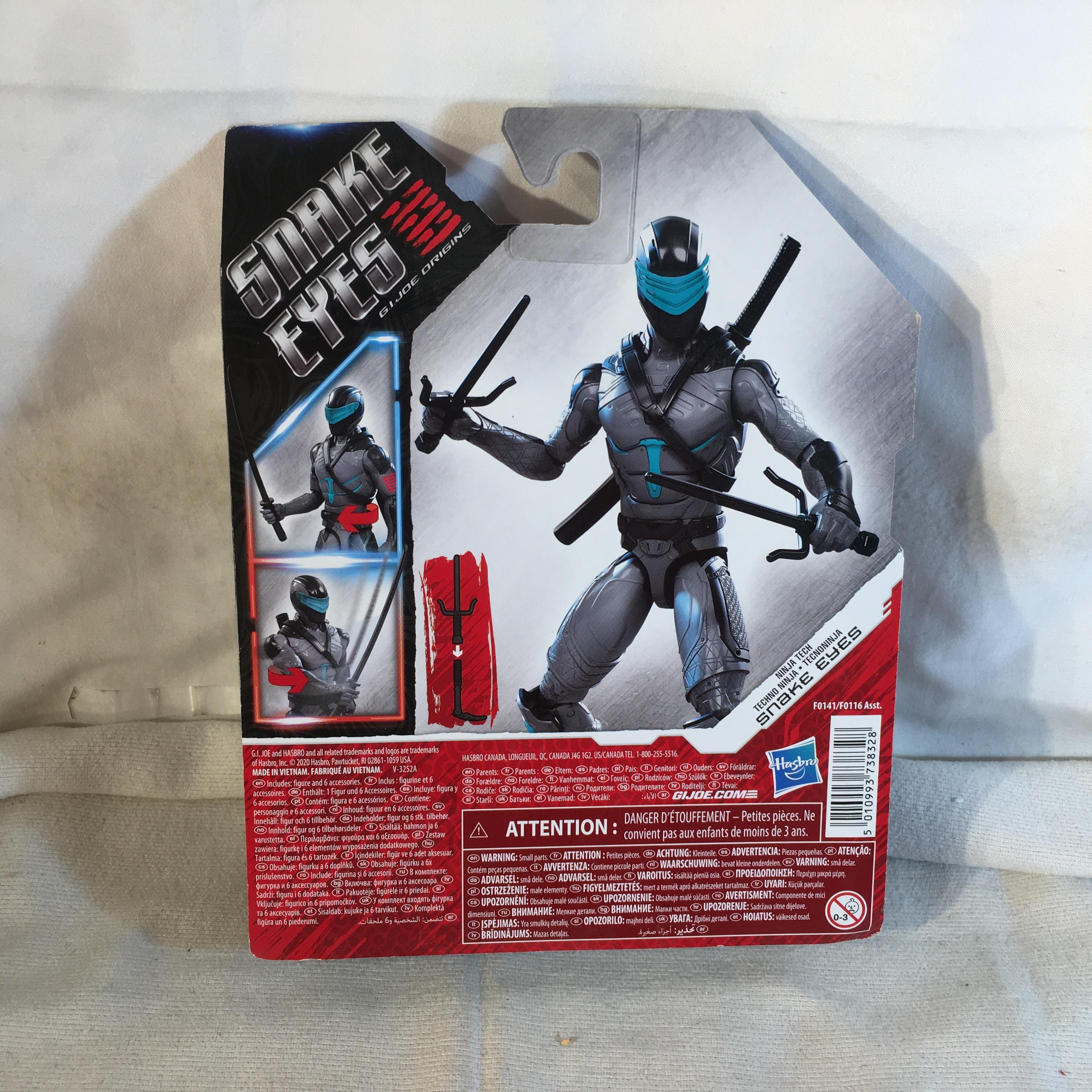 Collector NIP Snake Eyes Hasbro Ninja Tech 7"Tall Action Figure - See Pictures