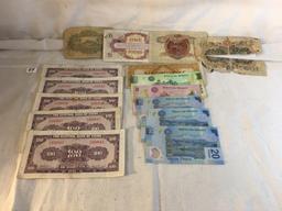 Lots Of Collector Vintage Foregn Exchange Paper Money - See Pictures